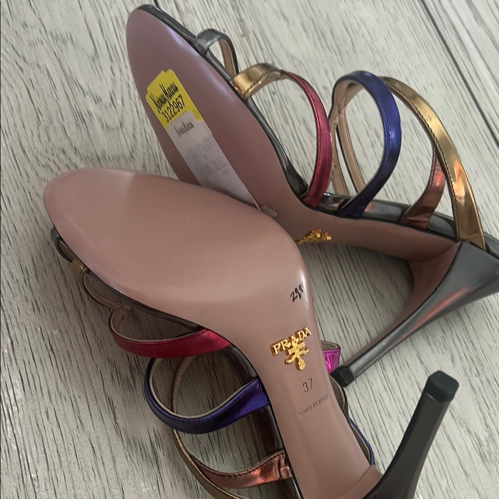 Prada Multicolor Leather Strappy Slide Sandals - Picture 5 of 7